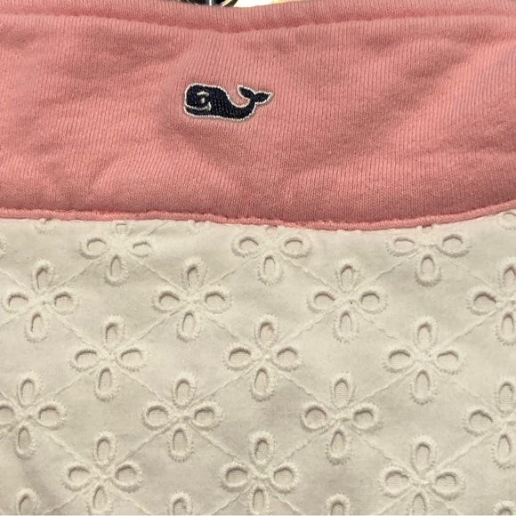 Vineyard Vines Shep Shirt Women’s Pink White Lace Whale 1/4 Zip Pullover Size M - Picture 7 of 11